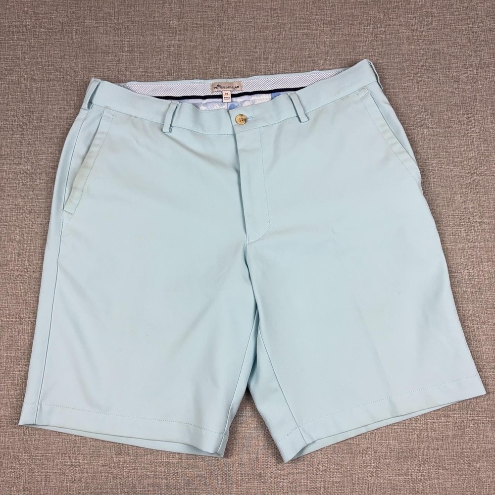 Peter Millar Salem Performance Golf Shorts Mens 34 Sky Light Blue 9 Inseam